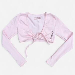 Iets Frans Ballerina Baby Pink Exercise Tie Front Shrug